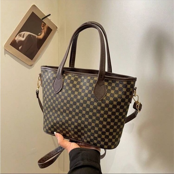 ⚠️Clearance Coffee Brown Print Shoulder Tote Bag - Picture 3 of 8